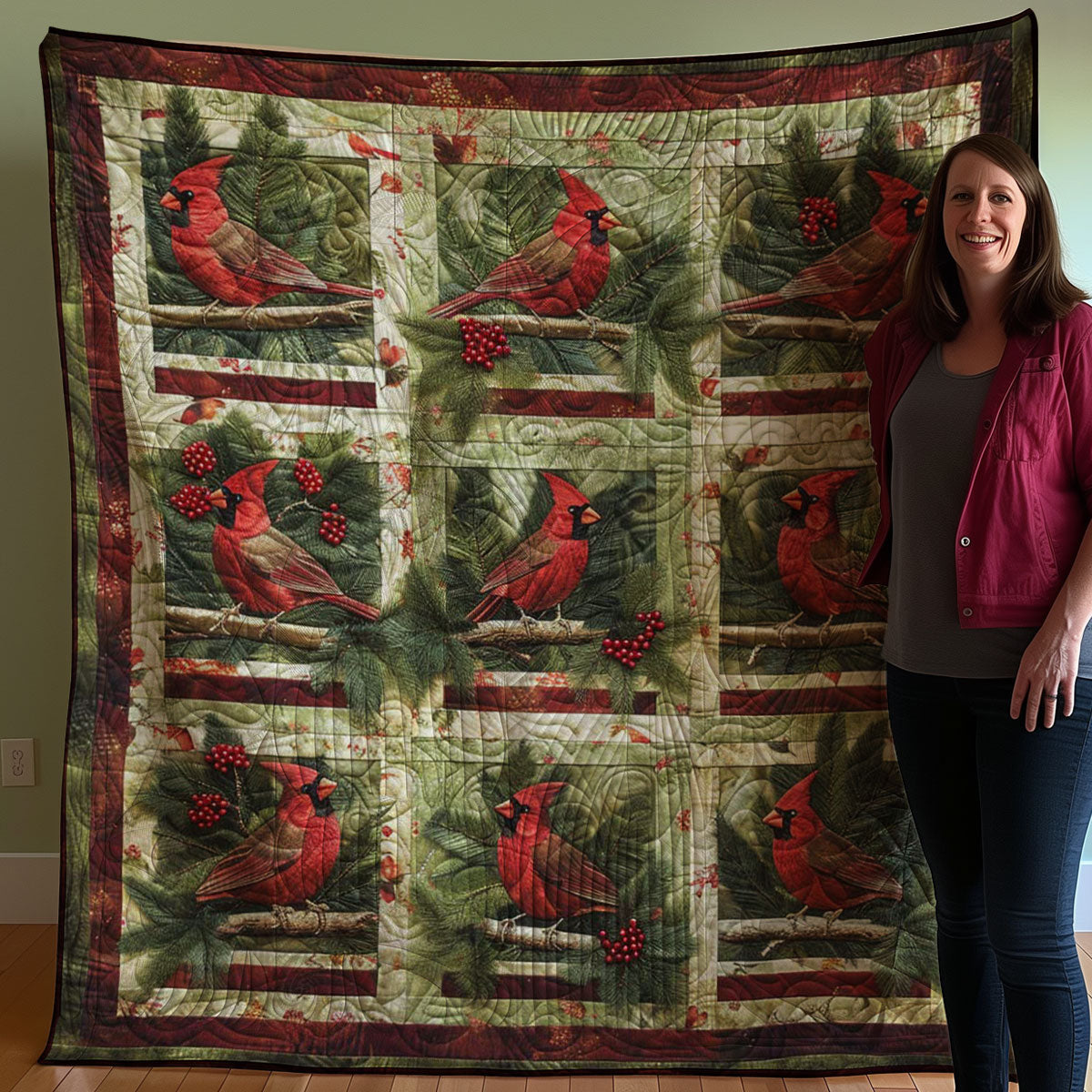 Red Cardinal WJ3107028CL Quilt