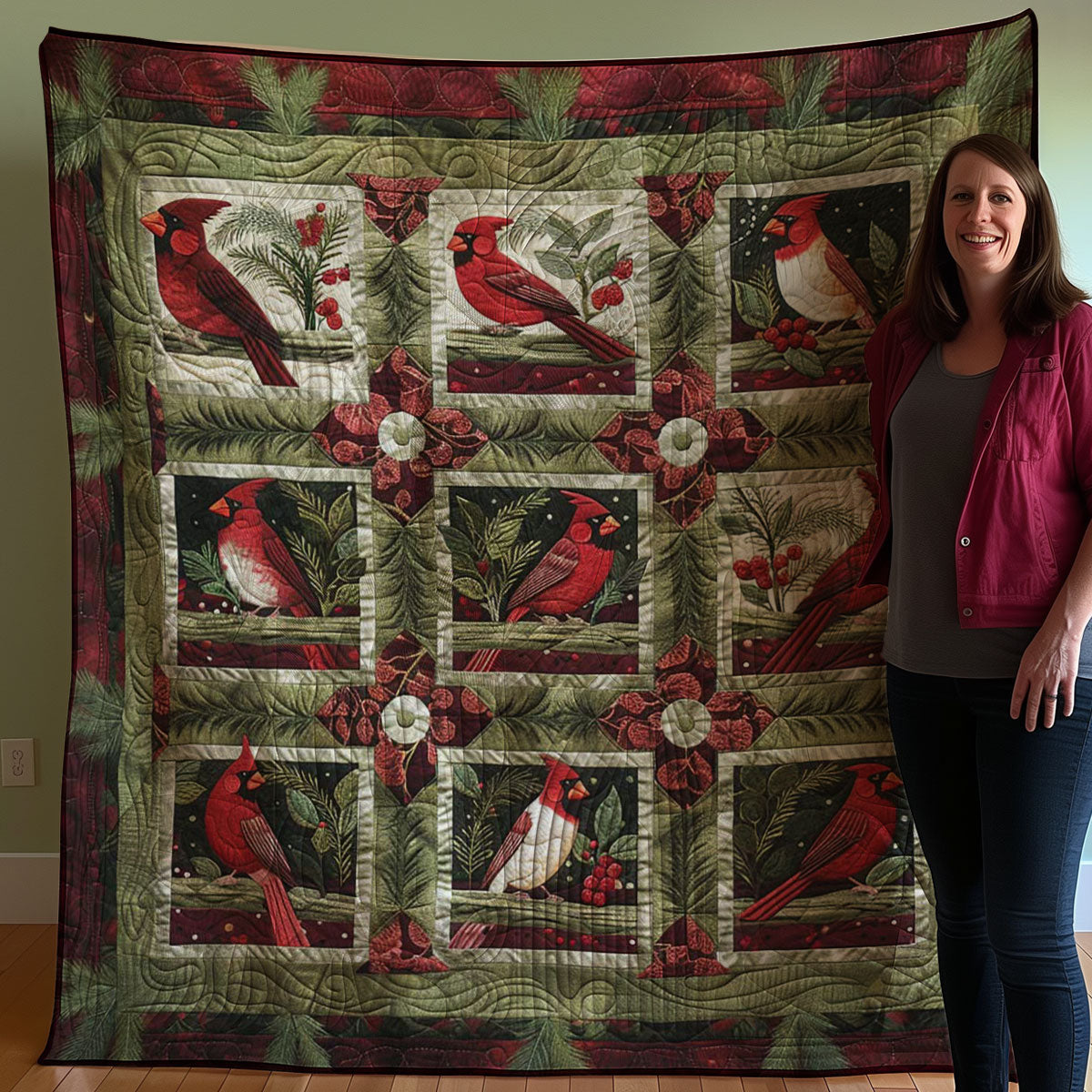 Red Cardinal WJ3107031CL Quilt