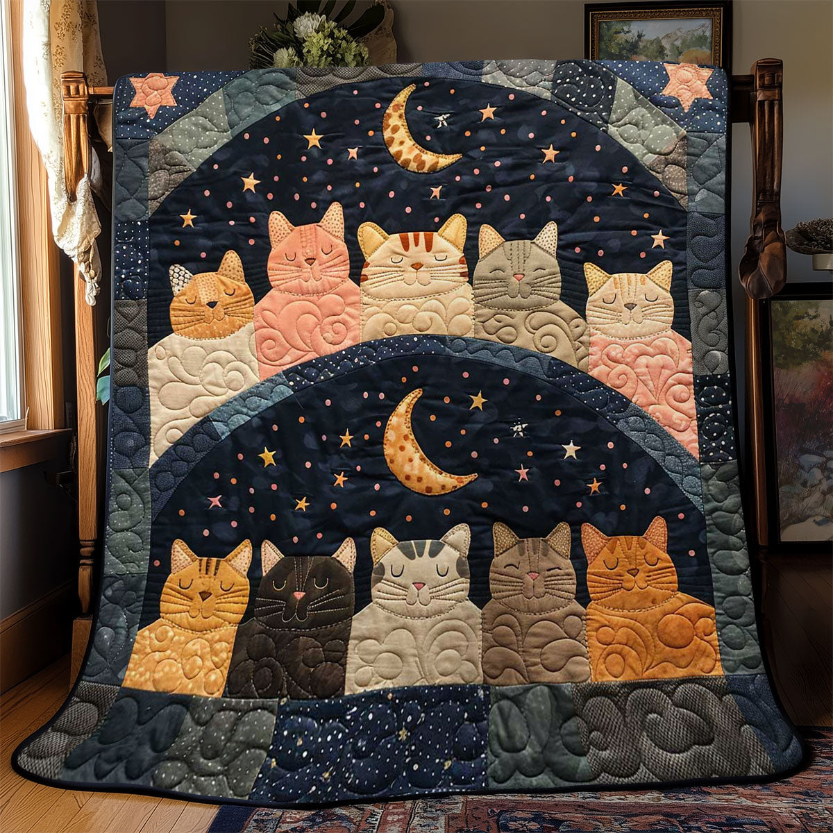 Sleeping Cat Over The Moon WJ0509024CL Quilt