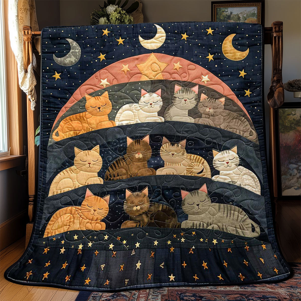 Sleeping Cat Over The Moon WJ2408019CL Quilt