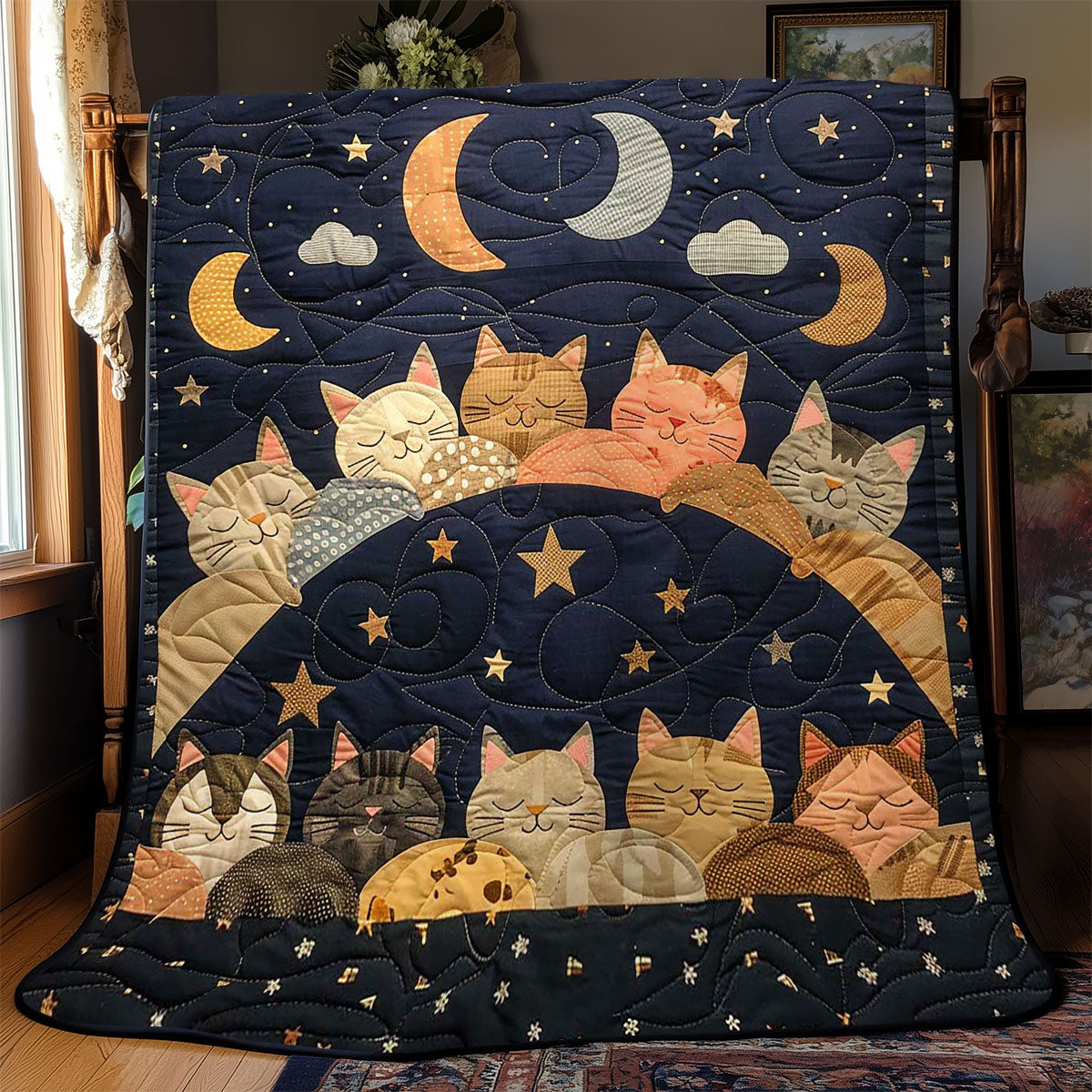 Sleeping Cat Over The Moon WJ0609027CL Quilt