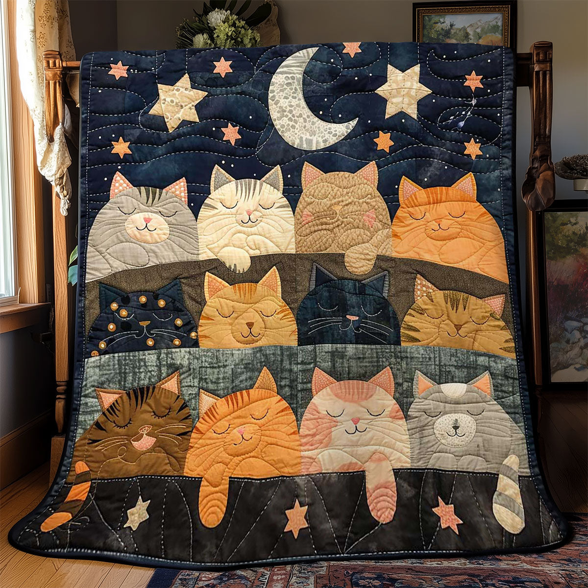 Sleeping Cat Over The Moon WJ2708025CL Quilt