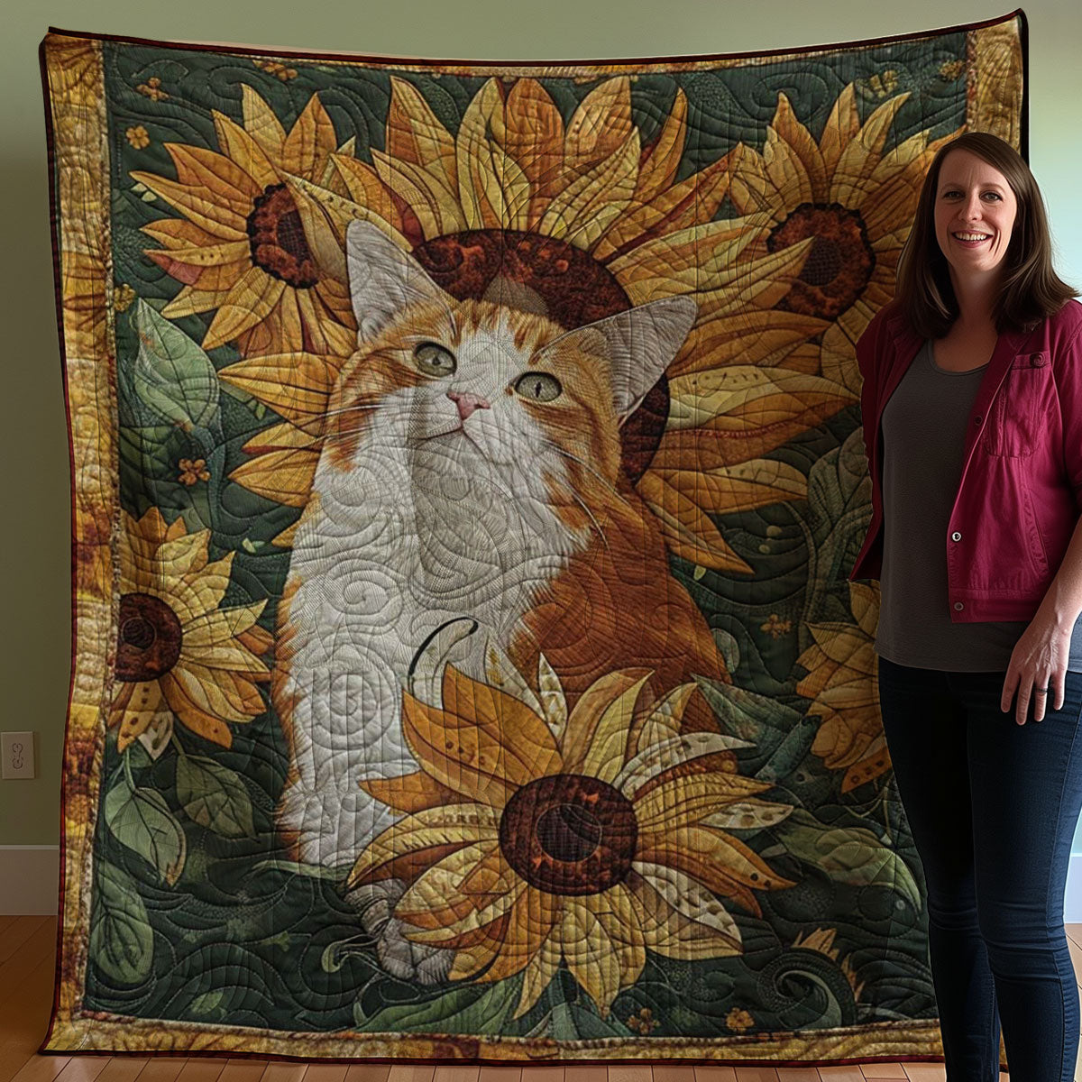 Sunflower Cat WJ3107035CL Quilt