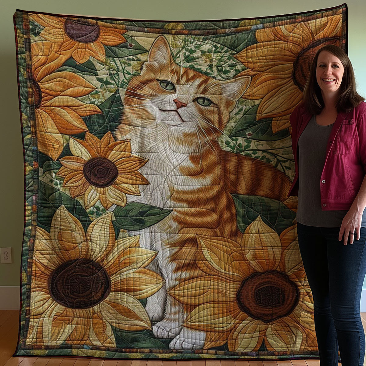 Sunflower Cat WJ3107036CL Quilt