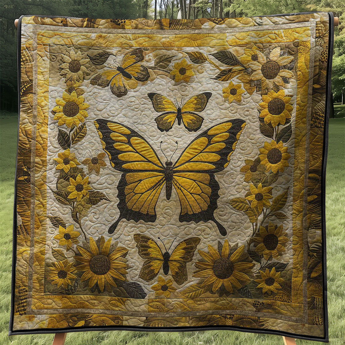 Sunflowers And Butterflies WJ2607034CL Quilt