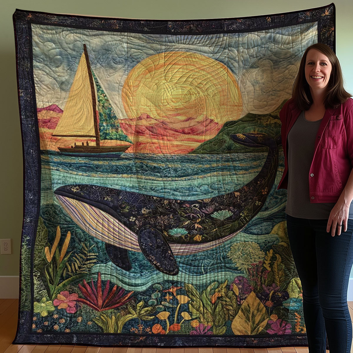 Sunset Whale WJ0608036CL Quilt