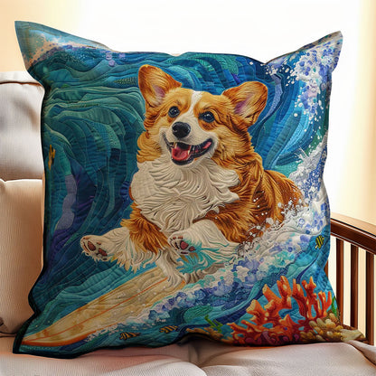 Surfing Corgi WJ1409046CL Quilt Pillow Case