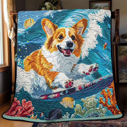 Surfing Corgi WJ1709026CL Quilt