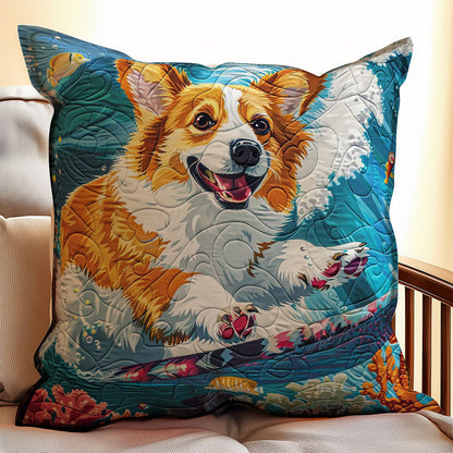 Surfing Corgi WJ1709044CL Quilt Pillow Case