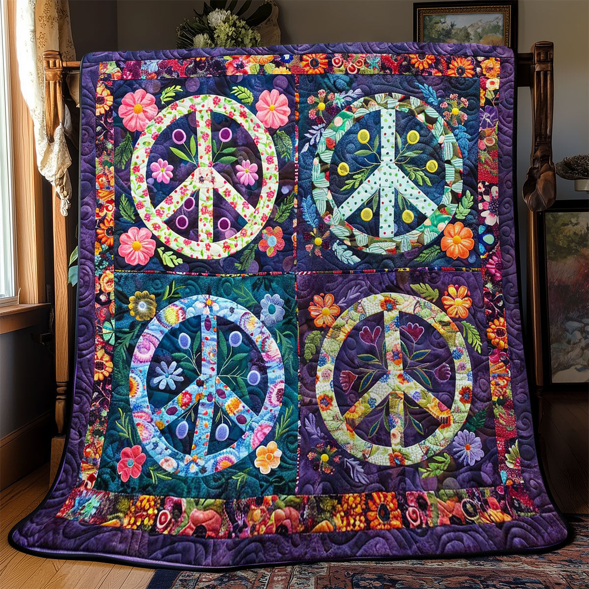 Trippy Hippie Sign WJ2408023CL Quilt