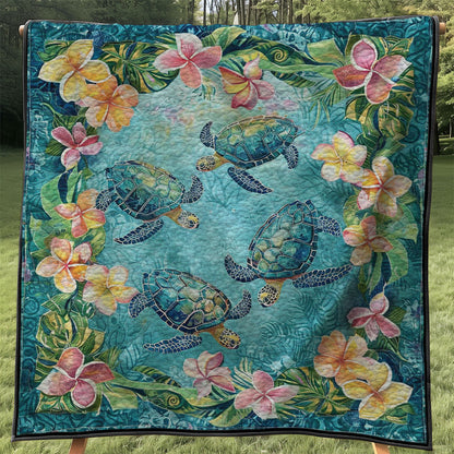 Tropical Turtles And Plumeria WJ2307035CL Quilt