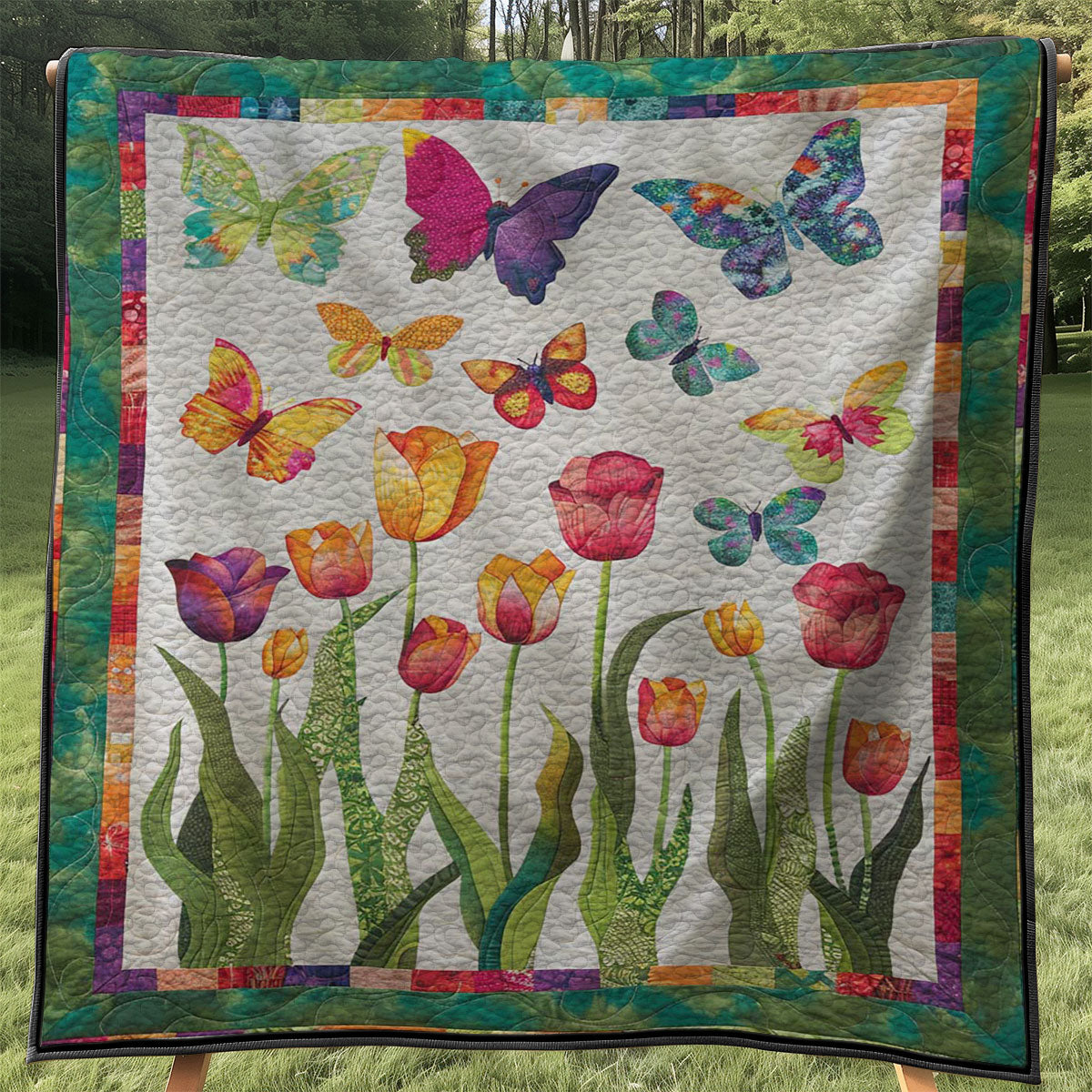 Vibrant Tulips And Butterflies WJ2307037CL Quilt