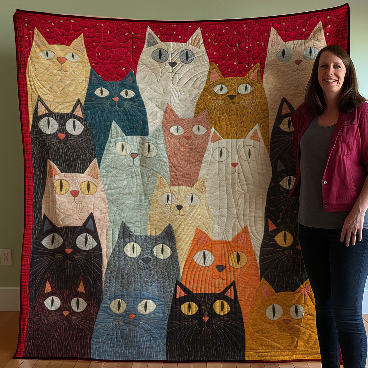 Whimsical Cat WJ0708034CL Quilt