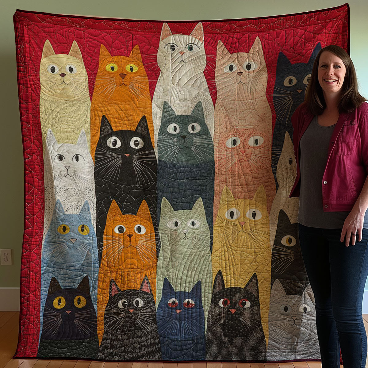 Whimsical Cat WJ0708036CL Quilt