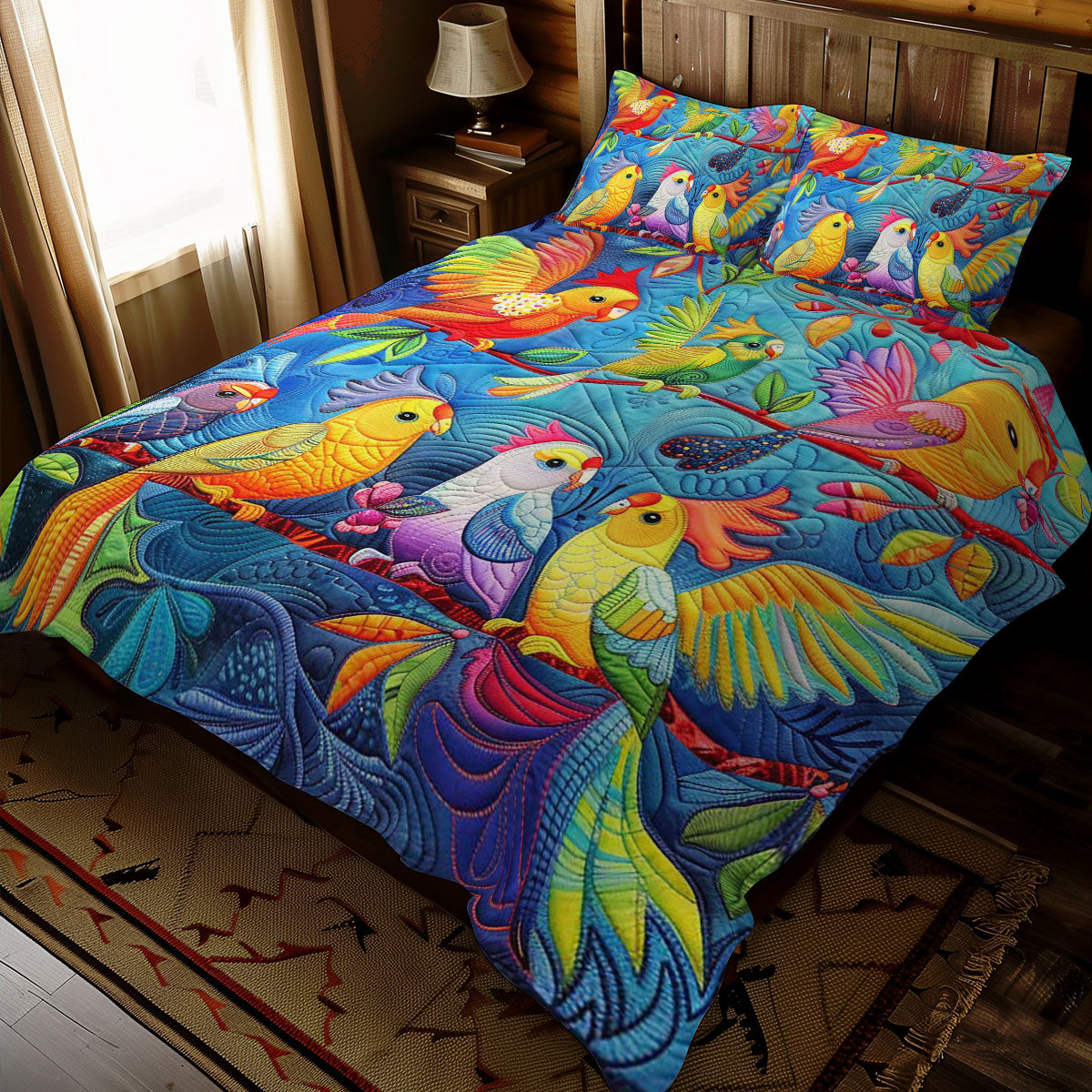 Colorful Cockatiels WJ2608028CL Duvet Cover Set