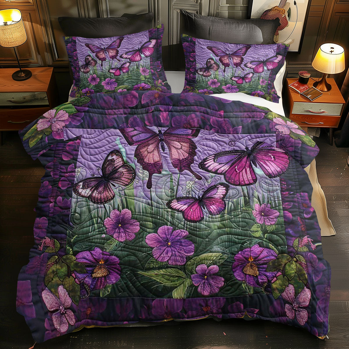 Purple Butterflies WJ1709033CL Duvet Cover Set