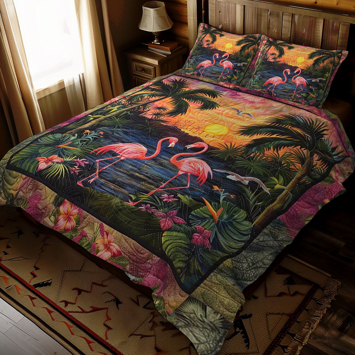 Romantic Flamingo Sunset WJ1008039CL Duvet Cover Set