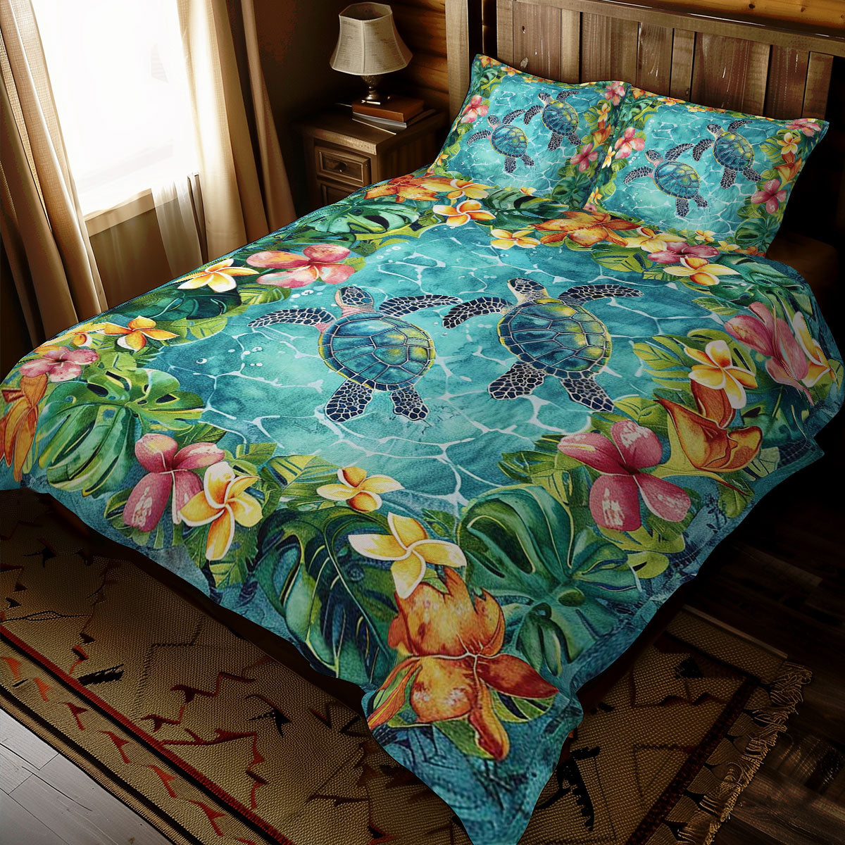 Tropical Turtles And Plumeria WJ1008041CL Duvet Cover Set