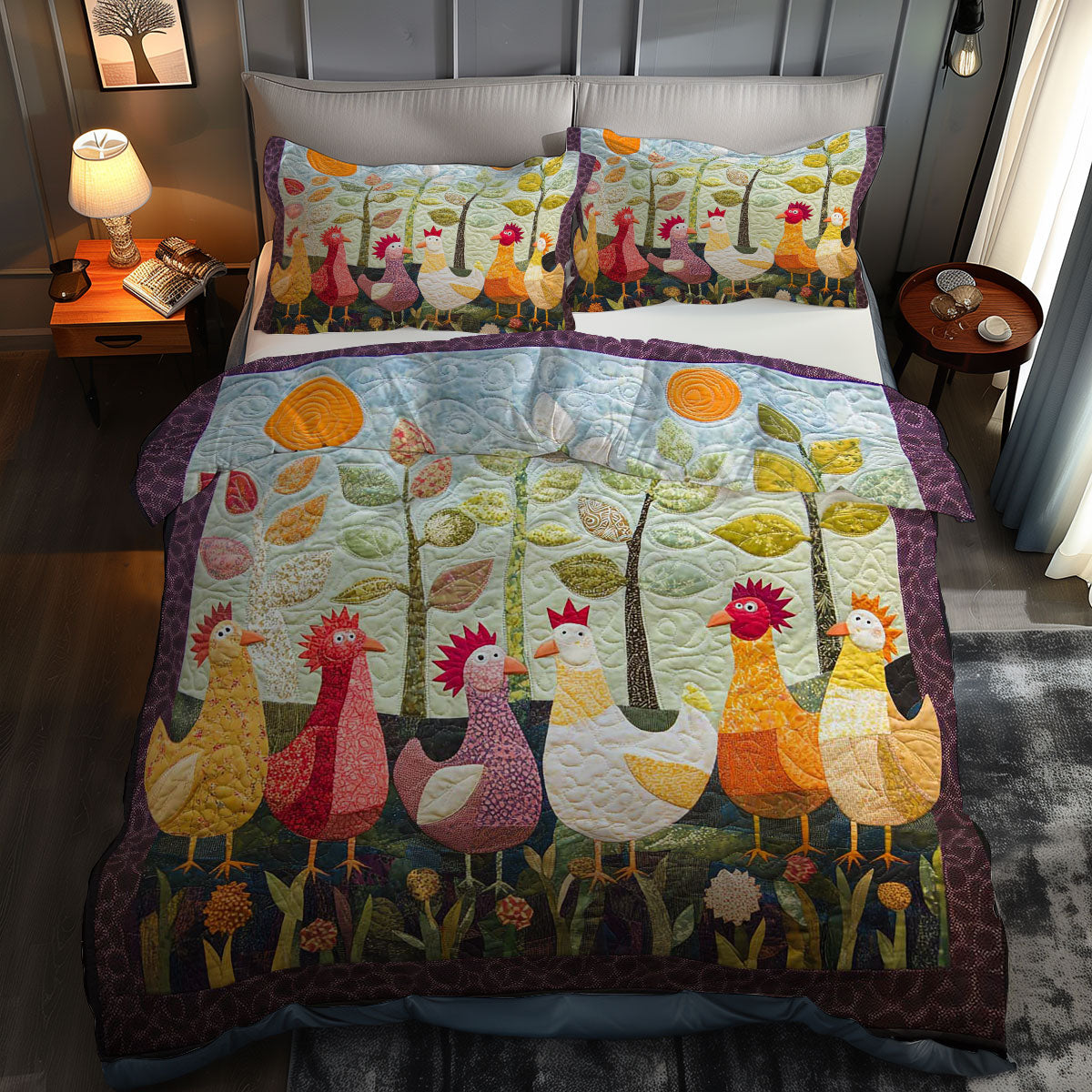 Cheerful Chicks WN1609020CL Duvet Cover Set