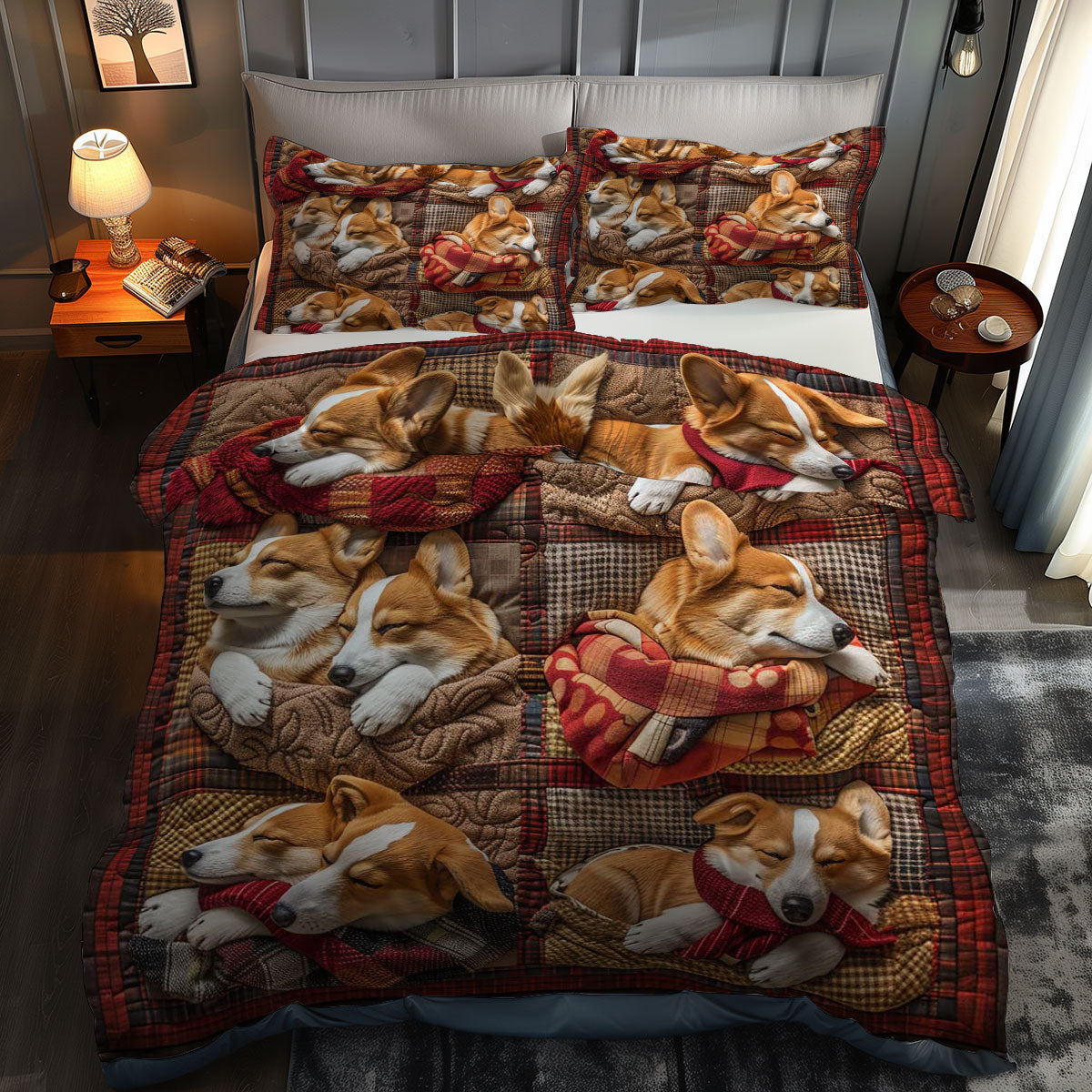 Corgi Plush WN1609004CL Duvet Cover Set