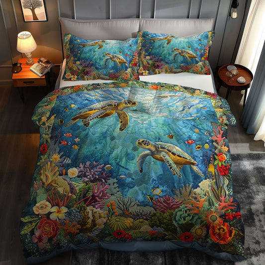 Turtle’s Coral Kingdom WN0609048CL Duvet Cover Set