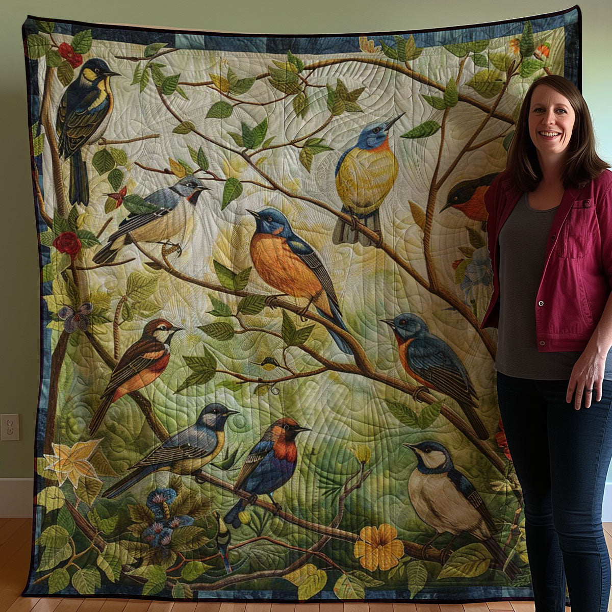 Bird Family WJ2507003CL Quilt