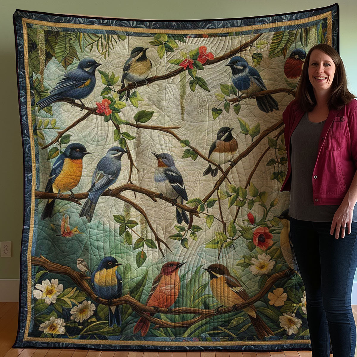 Bird Family WJ2507004CL Quilt