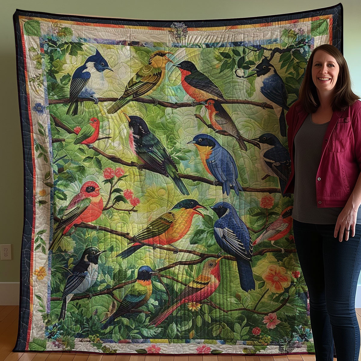 Bird Family WJ2507007CL Quilt