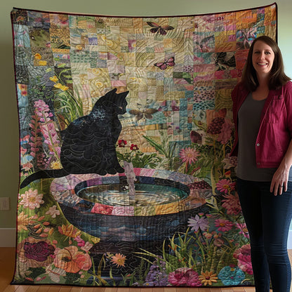 Cat By The Fountain WJ1907009CL Quilt