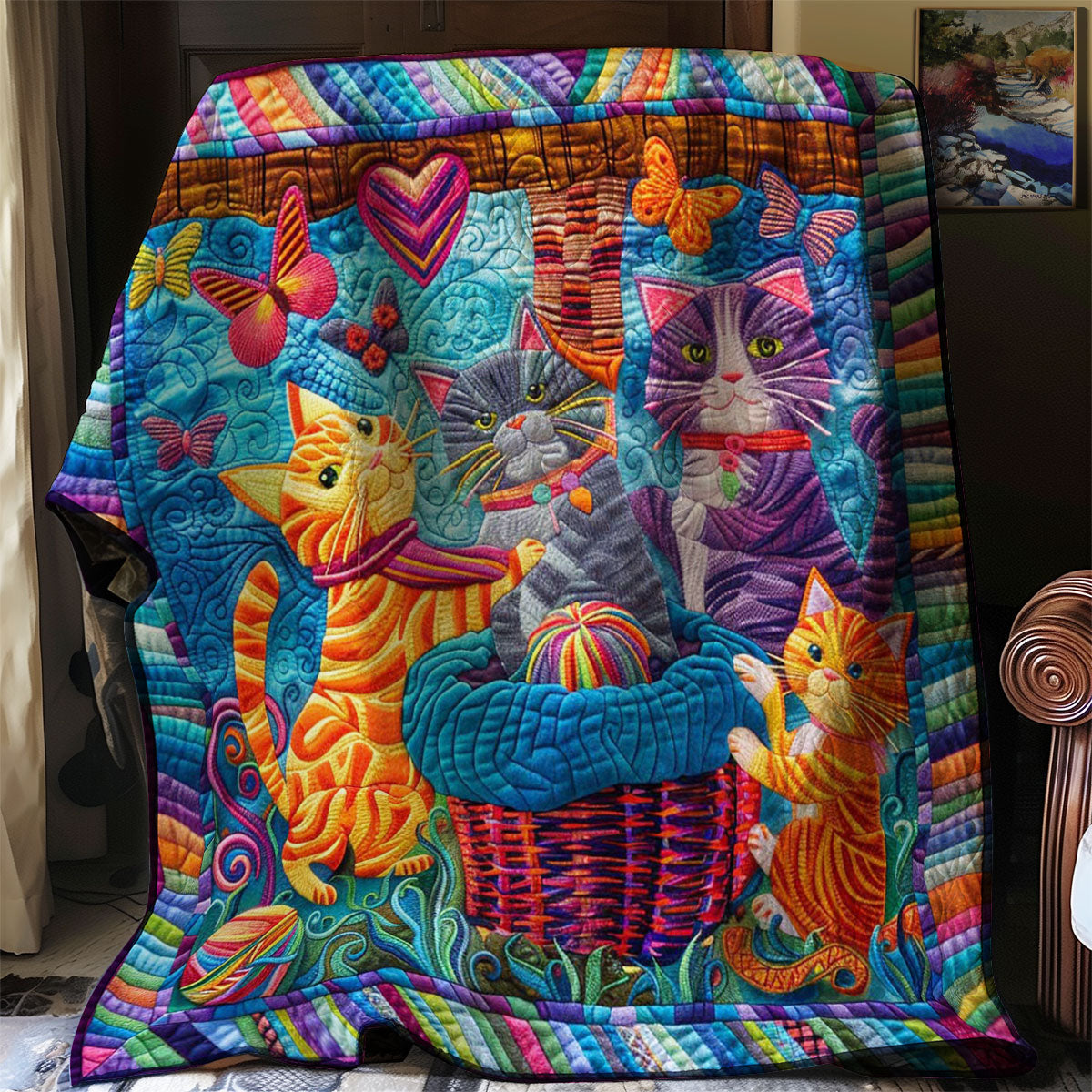 Cat In The Wool Basket WJ2008004CL Quilt
