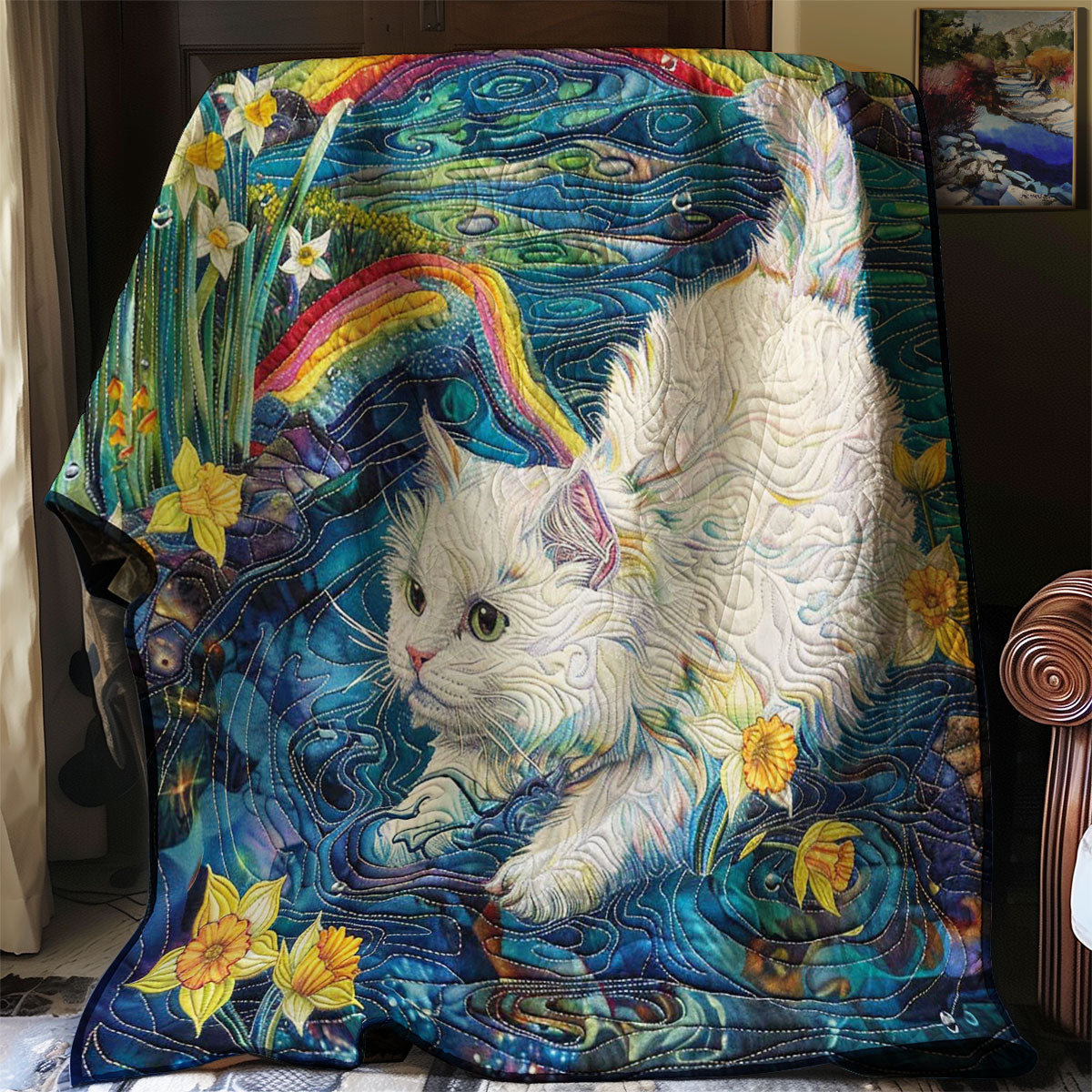 Cat Playing In The Water WJ2708005CL Quilt