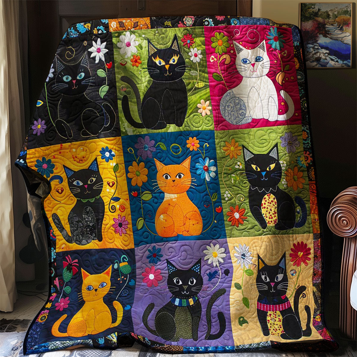 Colorful Cats WJ2108008CL Quilt