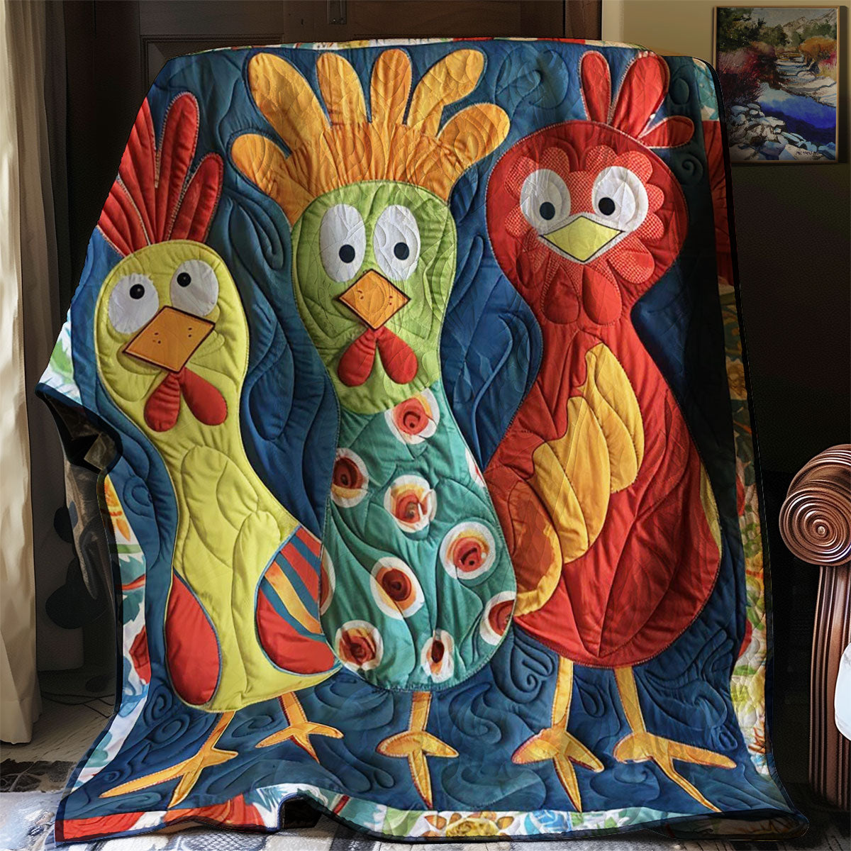 Colorful Chicken WJ1308010CL Quilt