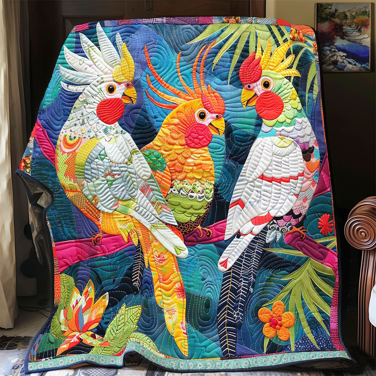 Colorful Cockatiels WJ1609004CL Quilt