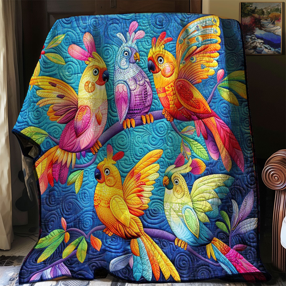 Colorful Cockatiels WJ2308010CL Quilt