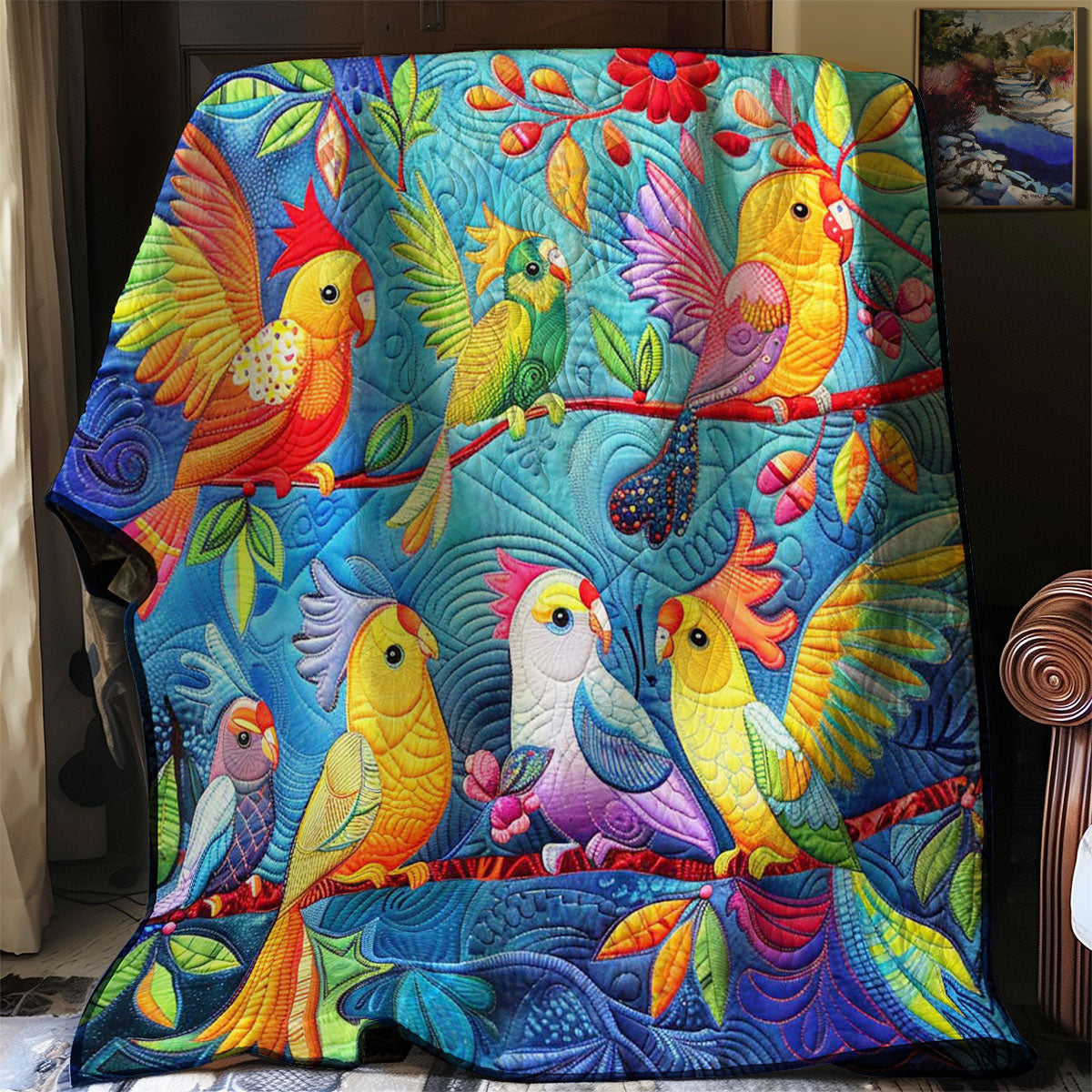 Colorful Cockatiels WJ2608006CL Quilt