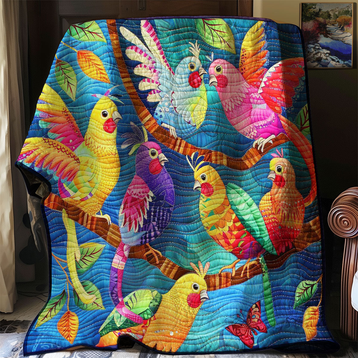 Colorful Cockatiels WJ3008010CL Quilt