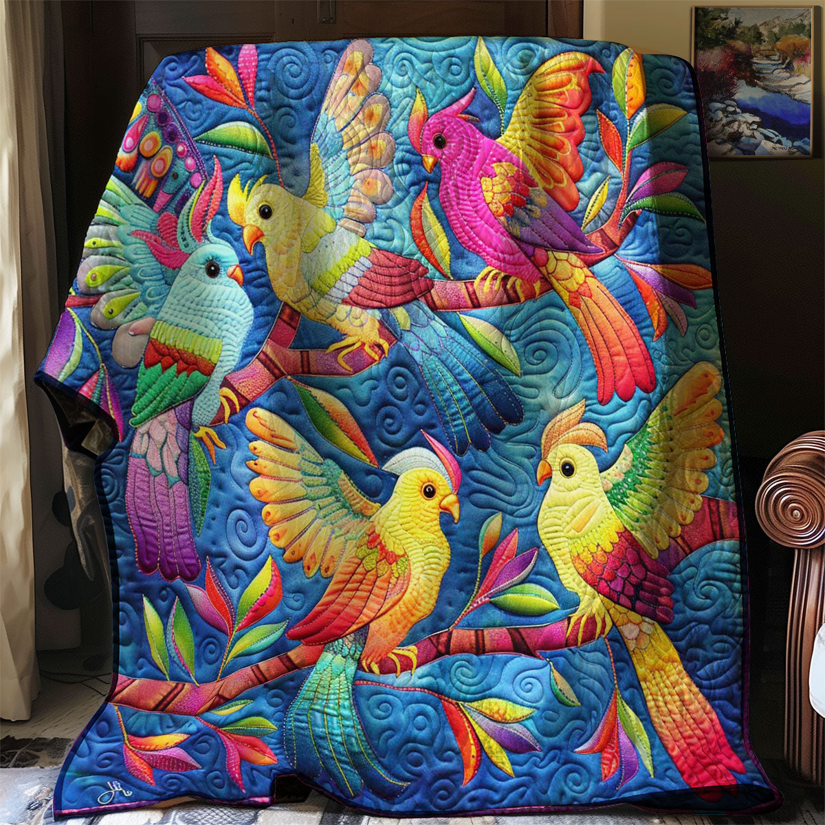 Colorful Cockatiels WJ3008011CL Quilt