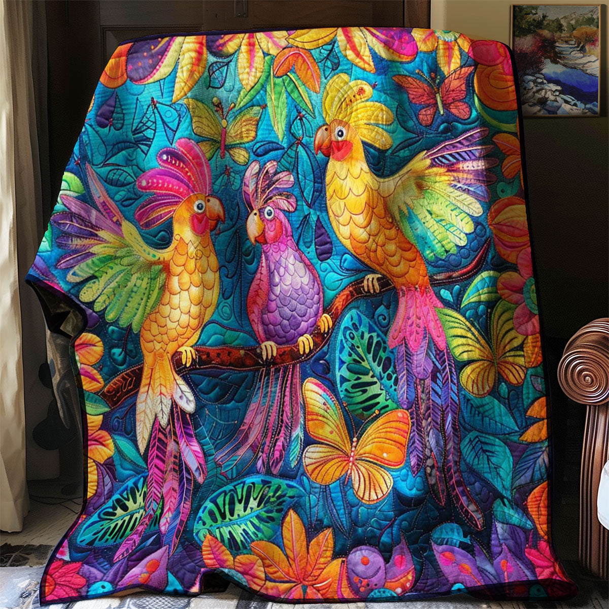 Colorful Cockatiels WJ3008012CL Quilt