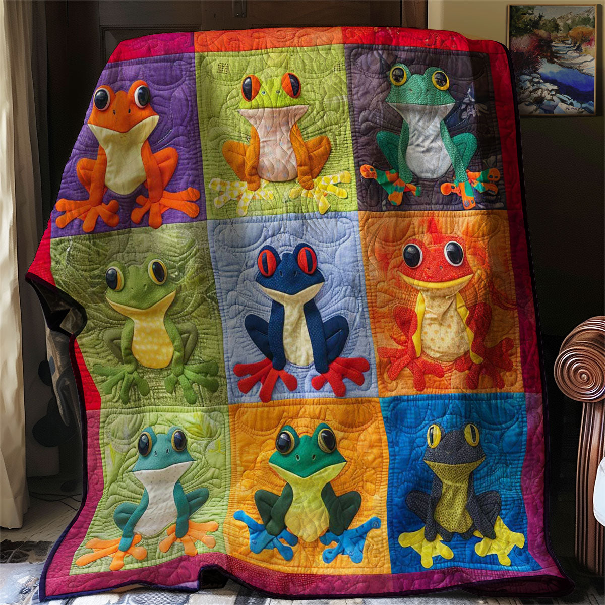 Colorful Frogs WJ2108011CL Quilt