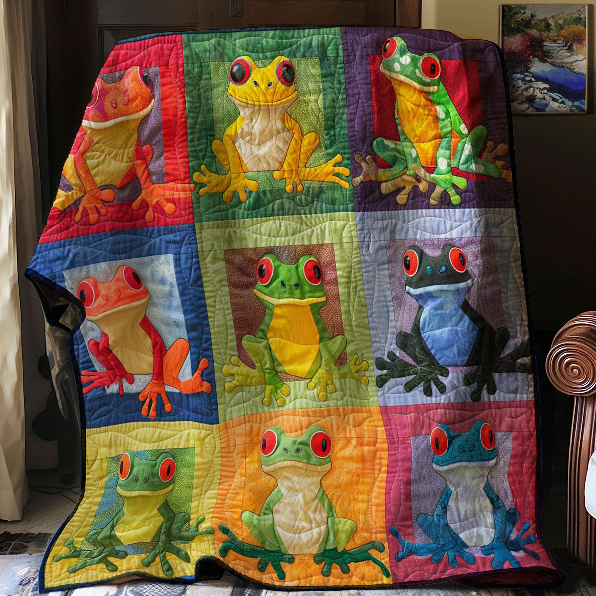 Colorful Frogs WJ2108013CL Quilt