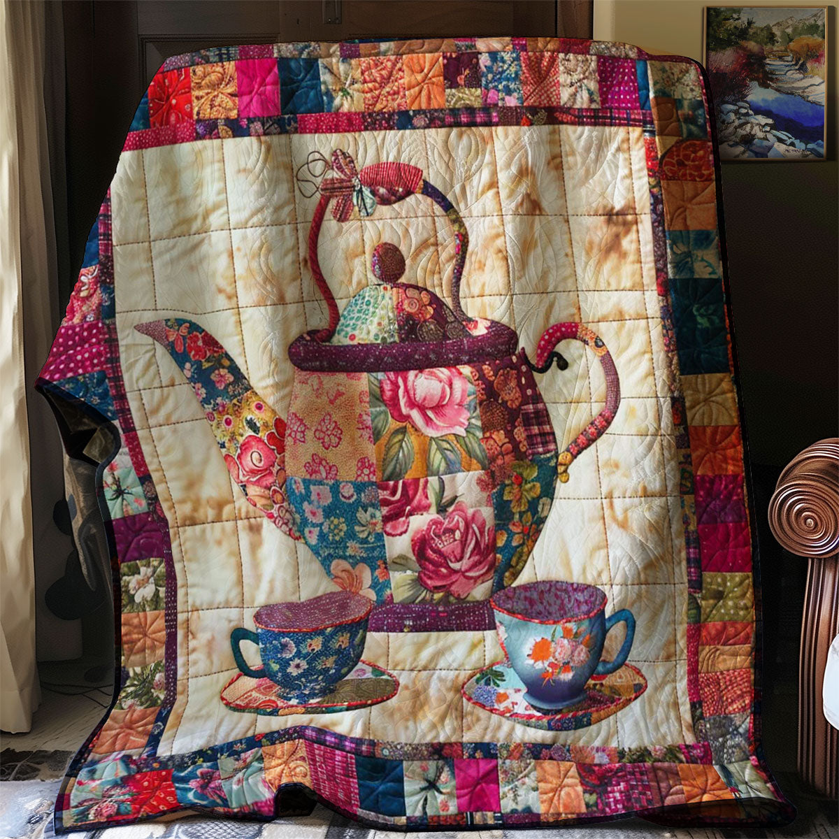 Flower Patchwork Teaset WJ1009013CL Quilt