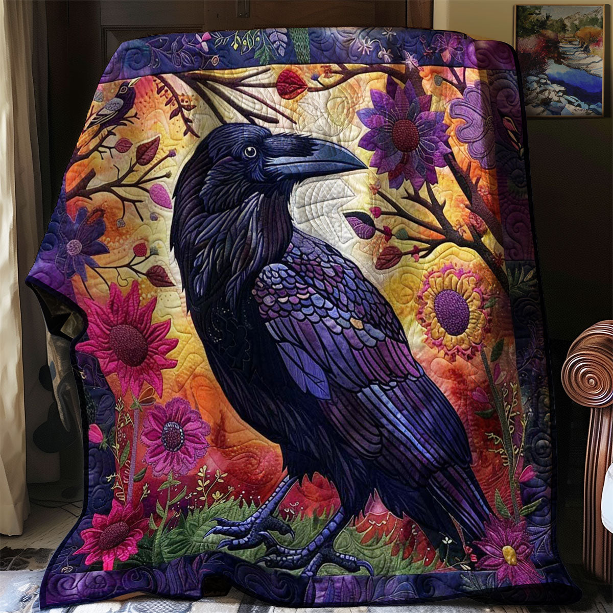Flower Raven WJ0509013CL Quilt