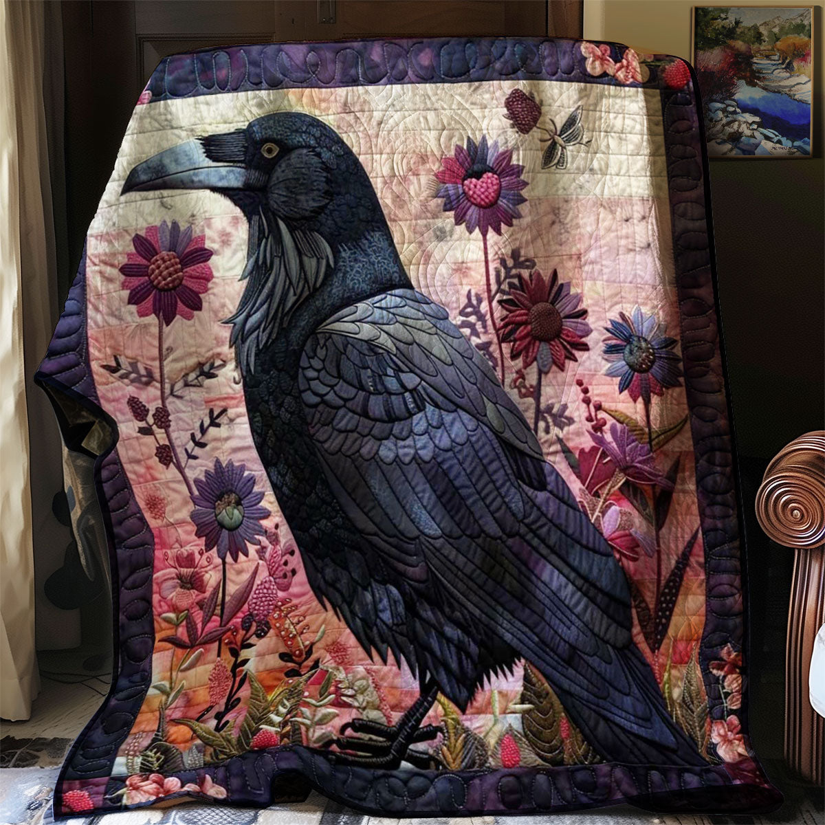 Flower Raven WJ0609009CL Quilt