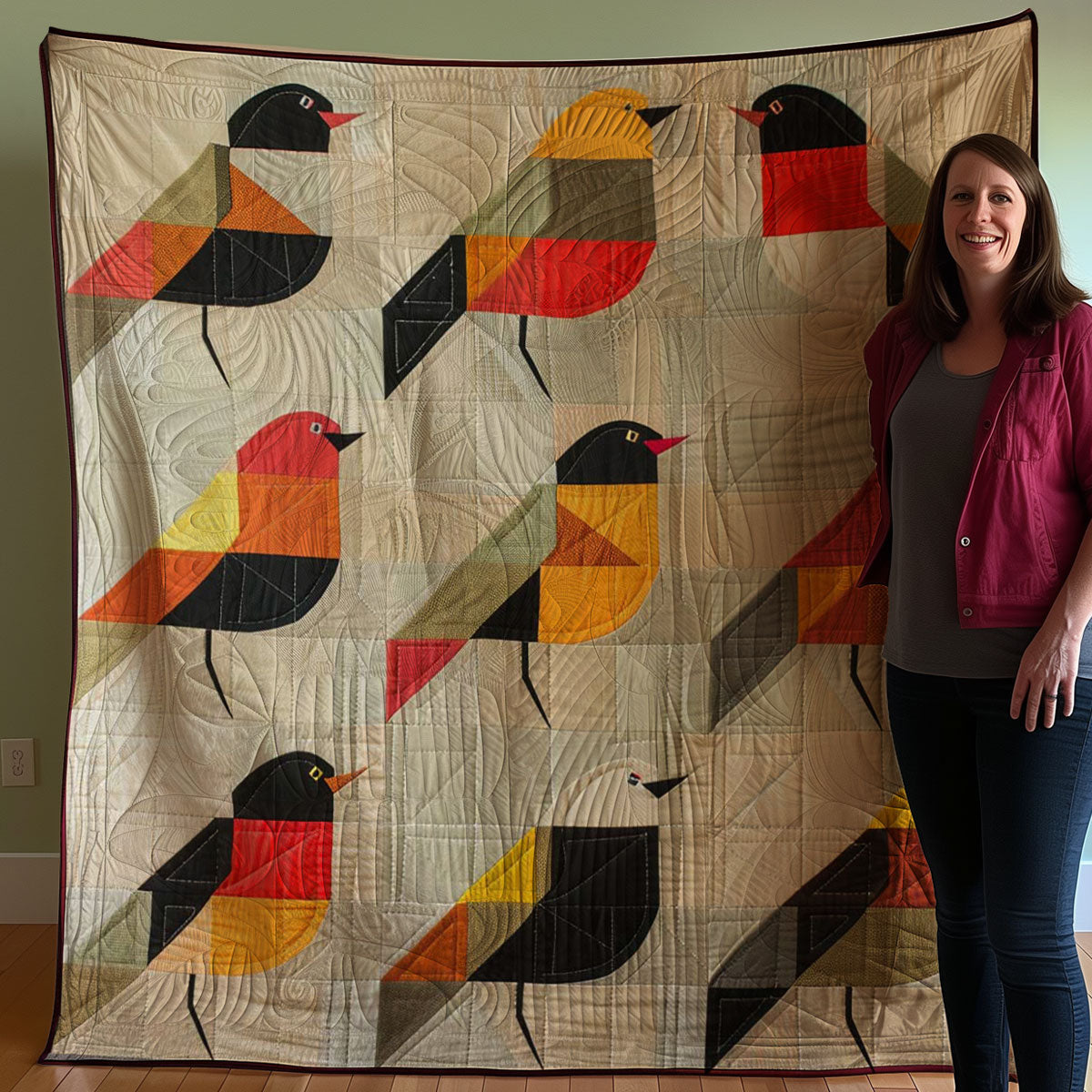 Geometric Bird WJ2707024CL Quilt