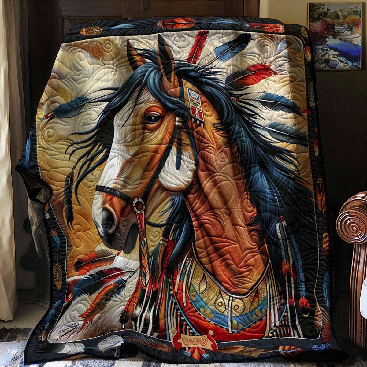 Horse Native American WJ1009018CL Quilt