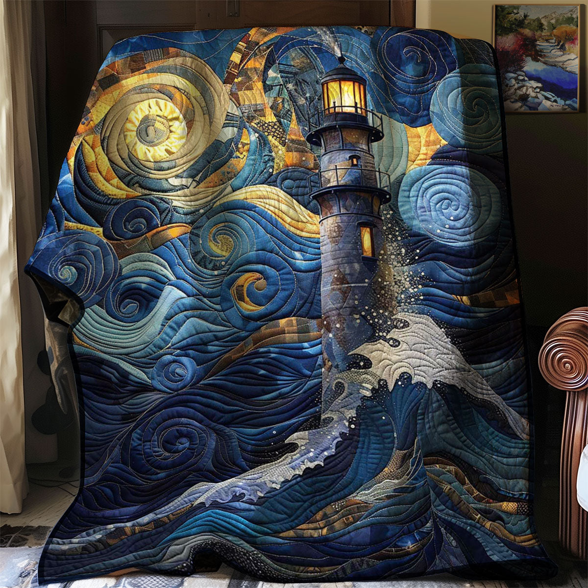 Lighthouse In The Starry Night WJ2008023CL Quilt