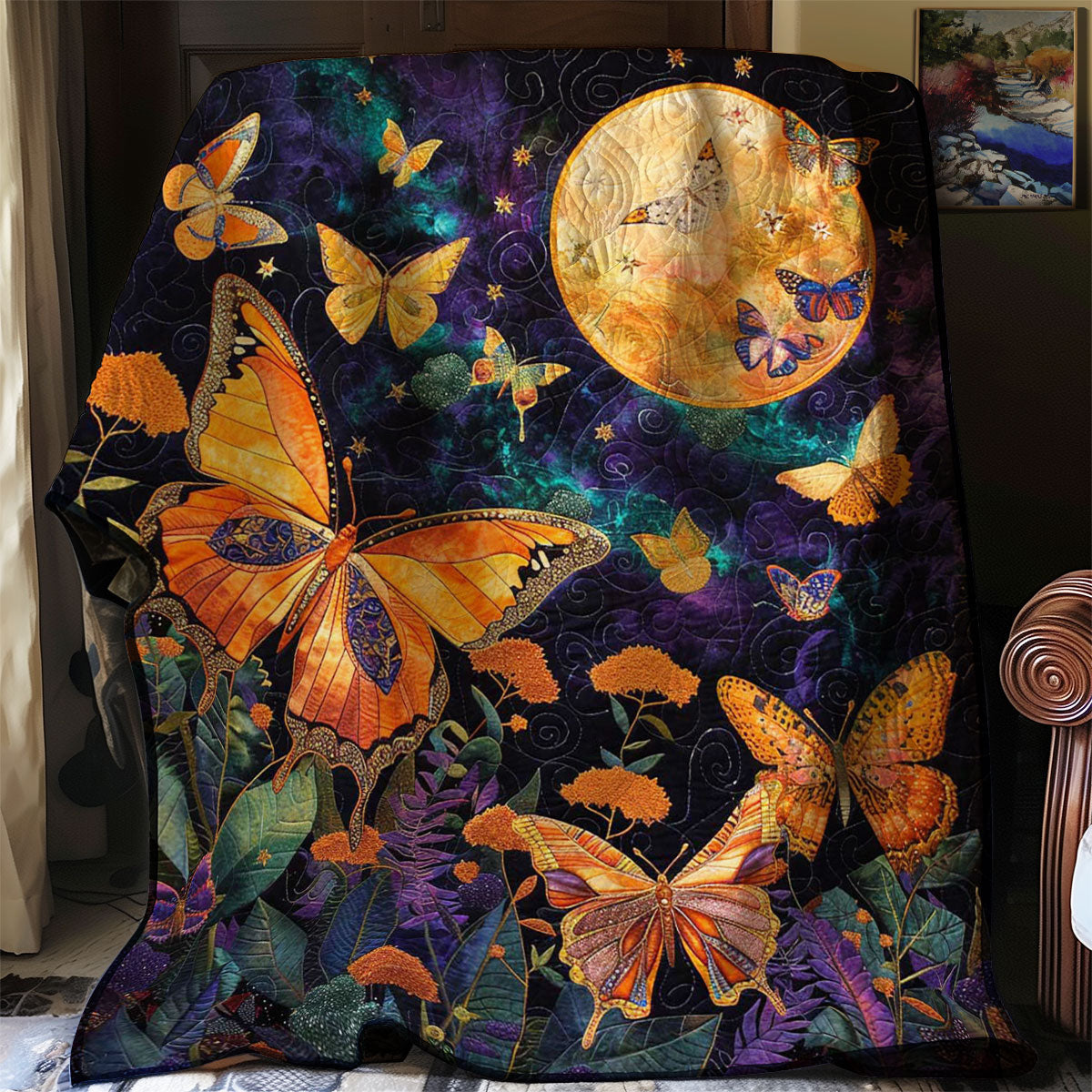 Majestic Butterfly Night WJ2208013CL Quilt