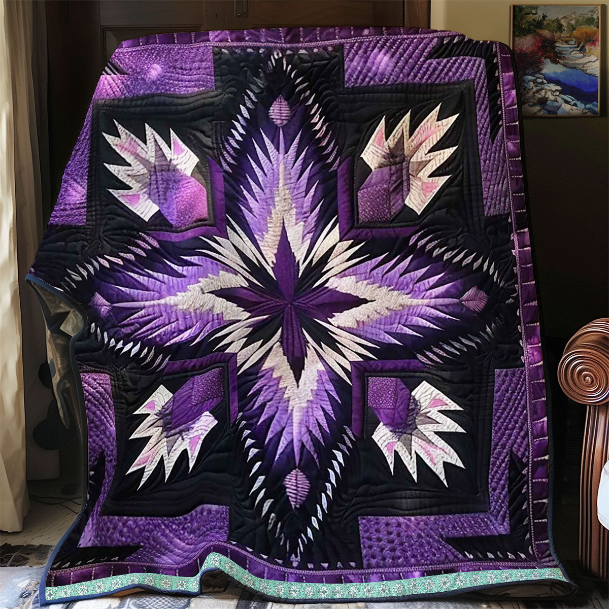 Native American Purple Star WJ1709015CL Quilt