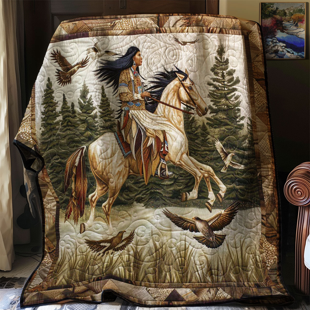 Native American Woman WJ1908017CL Quilt